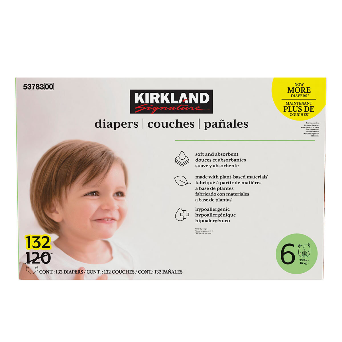 Pañales Etapa 6 Unisex 132 PZ Kirkland Signature 1481675 CST