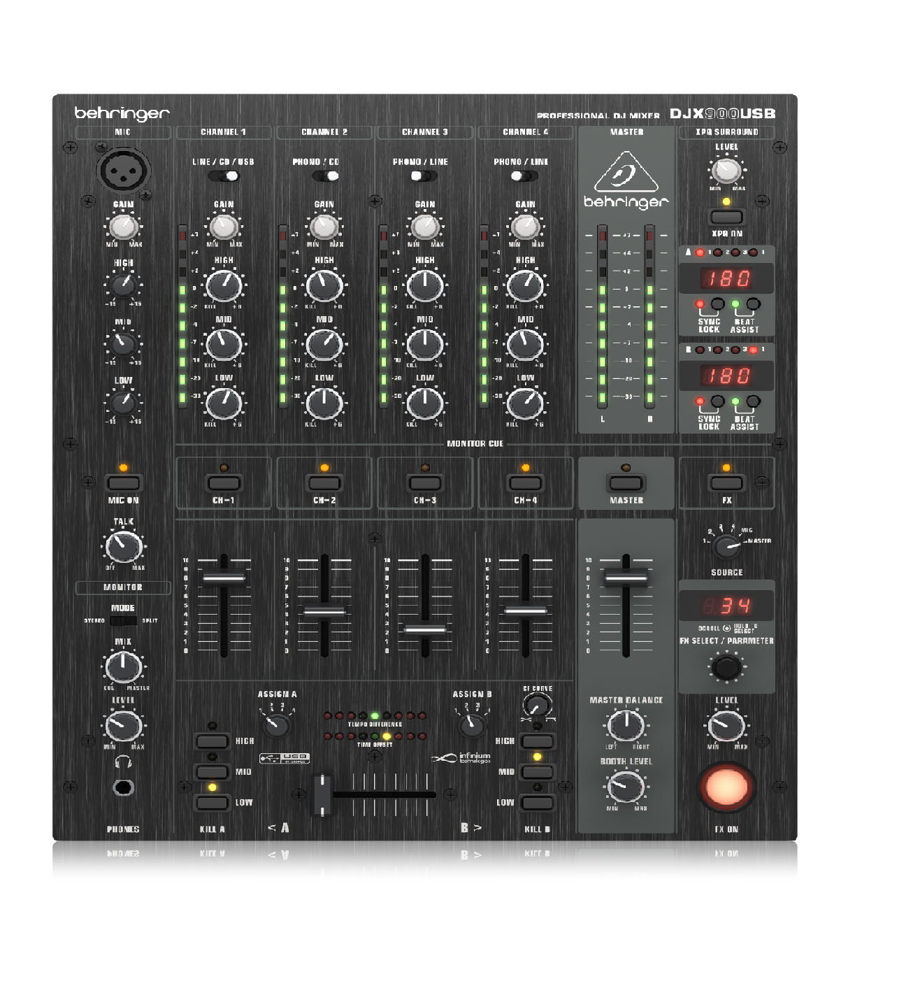 Behringer DJX900USB Mezclador de DJ Profesional de 5 Canales con Interfaz USB