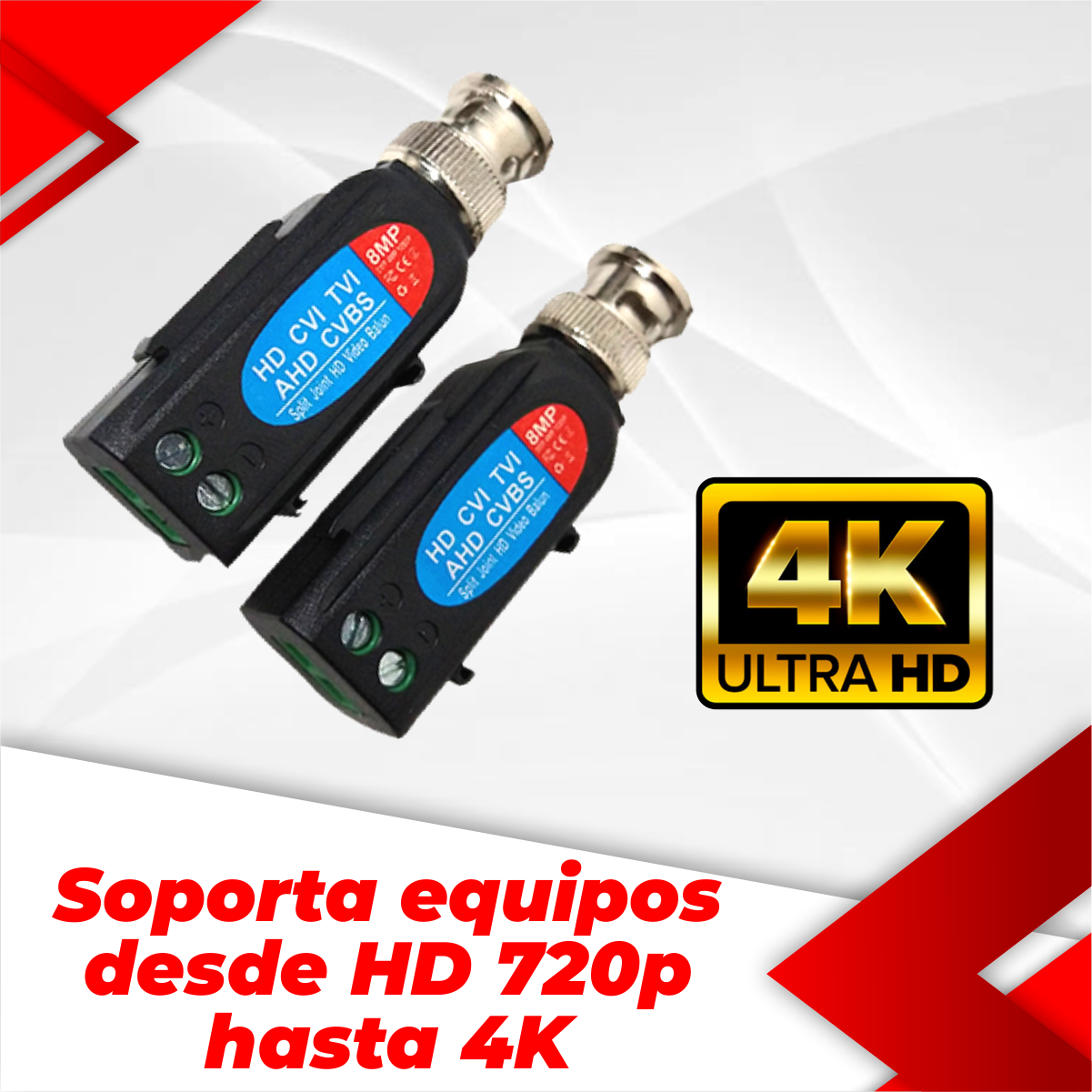 Par Transceptor Balun Camaras Cctv Video Vigilancia Hasta 4k