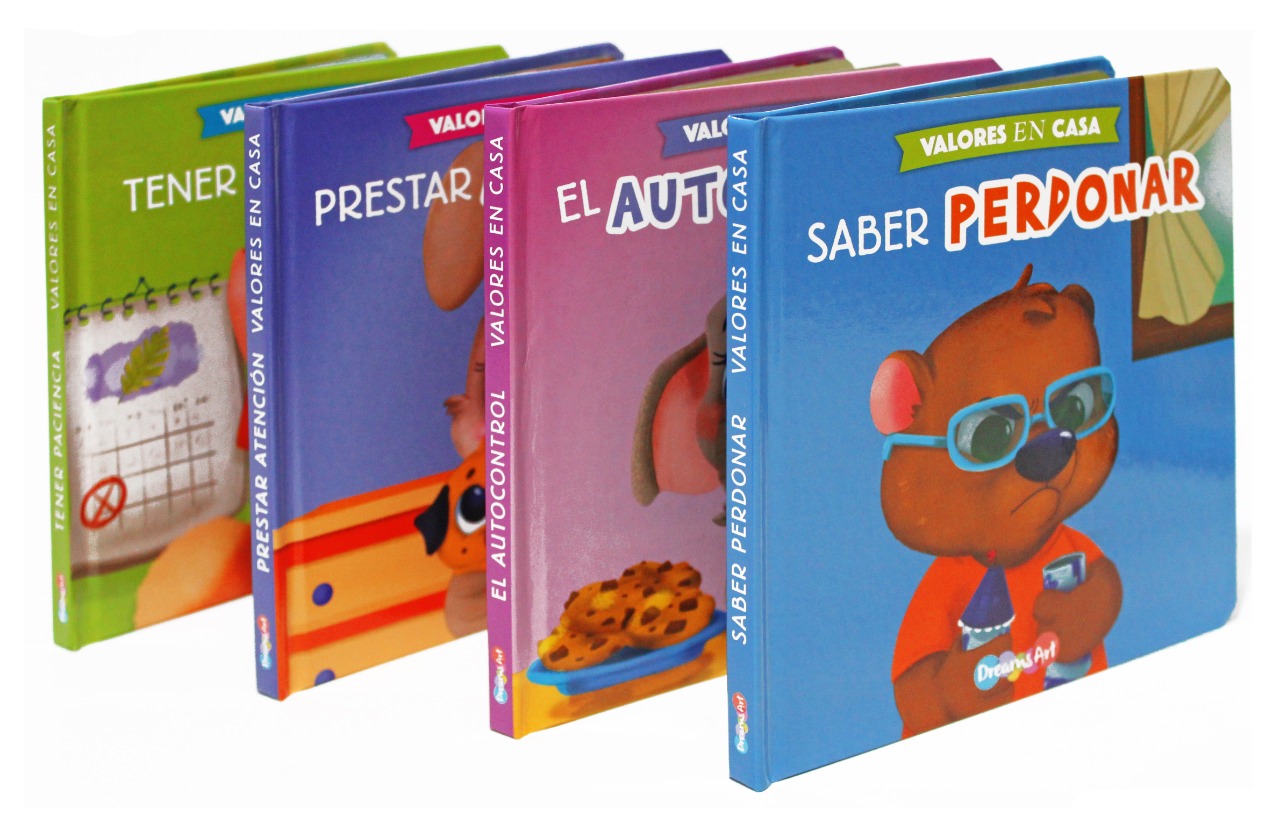 CUENTOS CON VALORES, INFANTILES, COLECCIÓN 4 LIBROS, ILUSTRADOS A COLOR, PASTA DURA