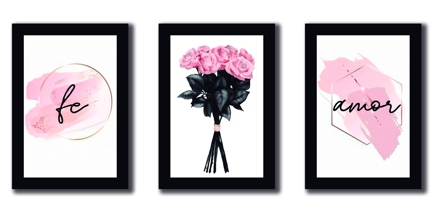 Cuadros Decorativos Set de 3 pzs Canvas fe y amor  40 X 60 cm