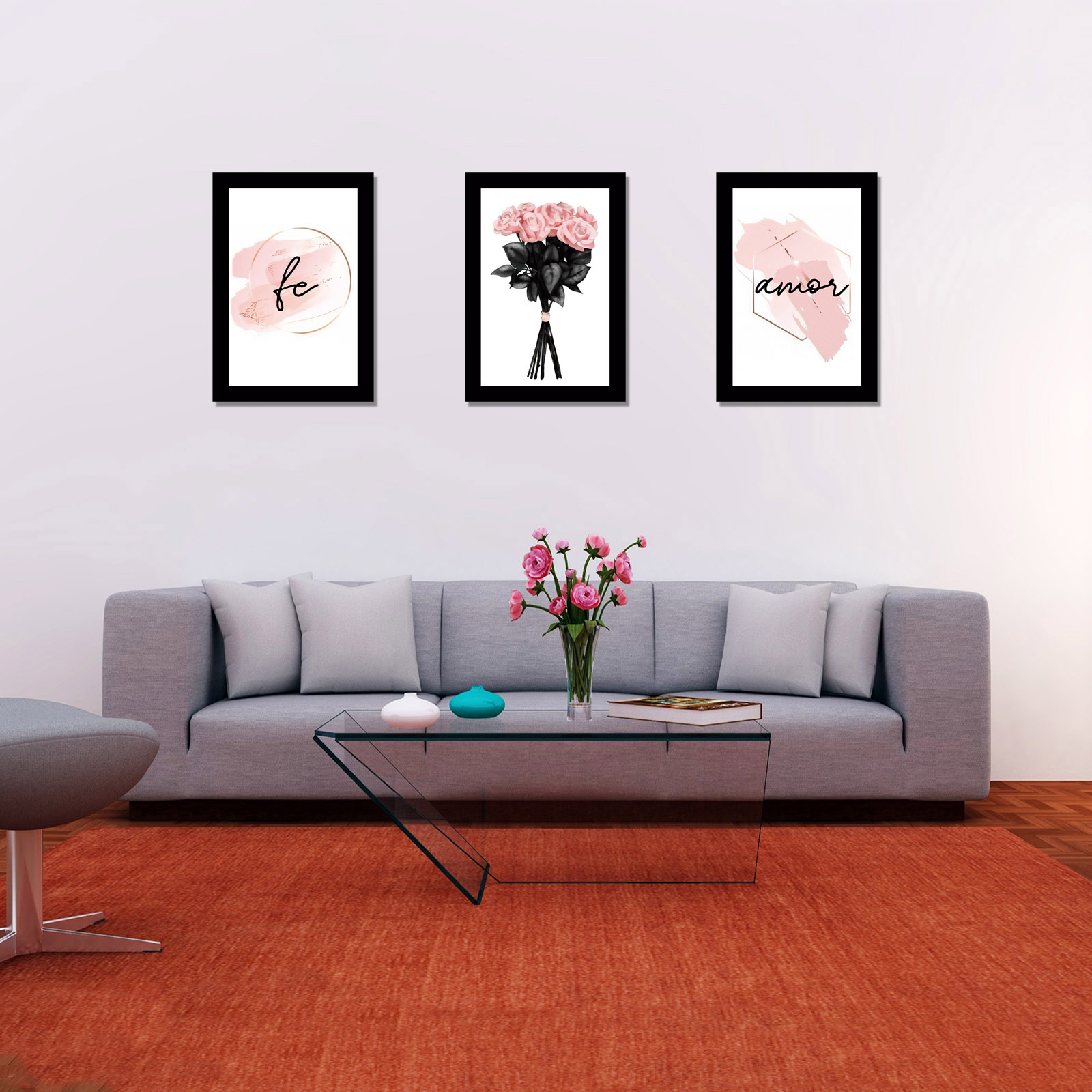 Cuadros Decorativos Set de 3 pzs Canvas fe y amor  40 X 60 cm