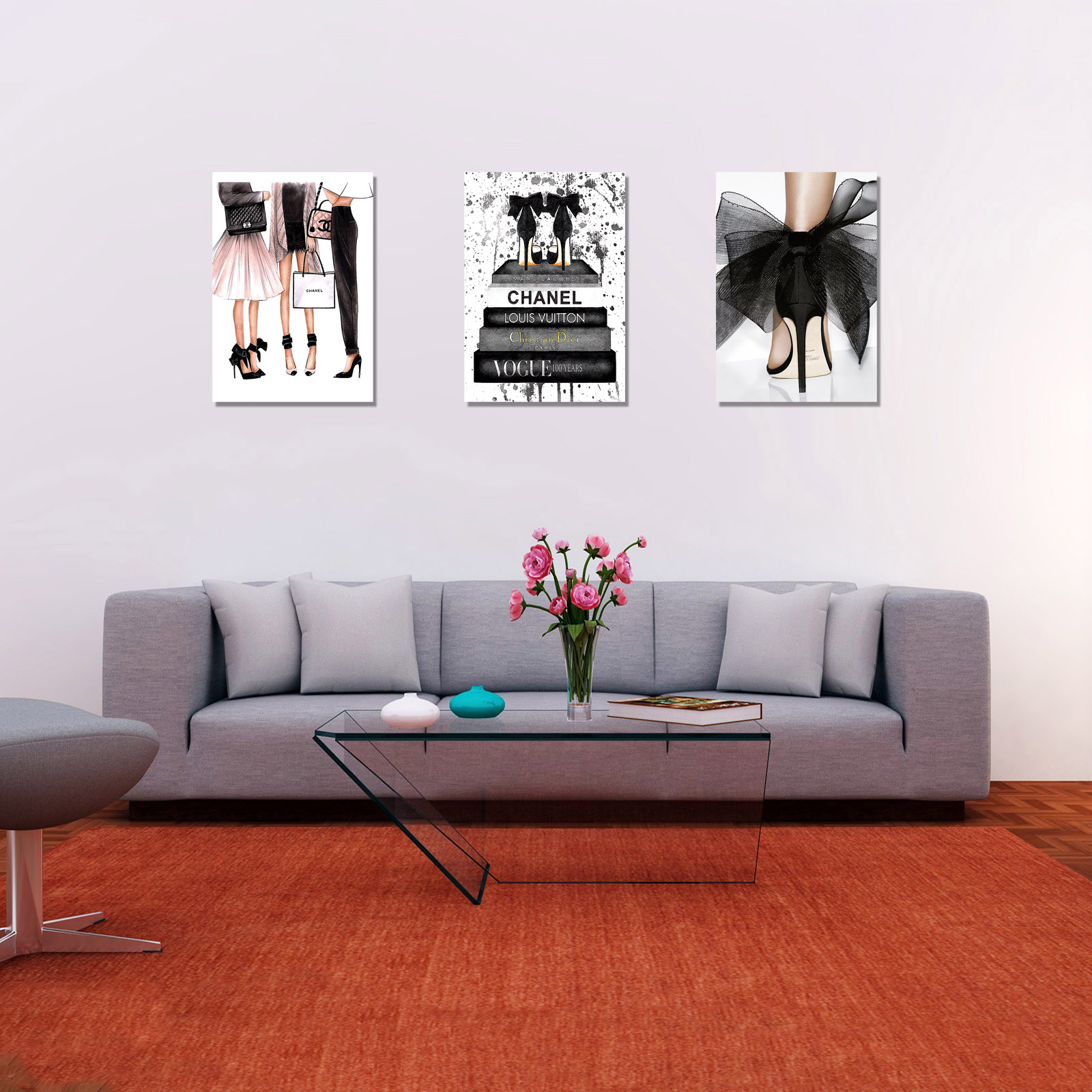 Cuadros Decorativos Set de 3 pzs Canvas moderno Fashion 60 X 90 cm.