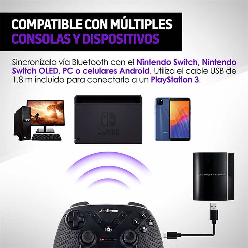 Control para Nintendo Switch Pro Compatible con PC y Android Redlemon