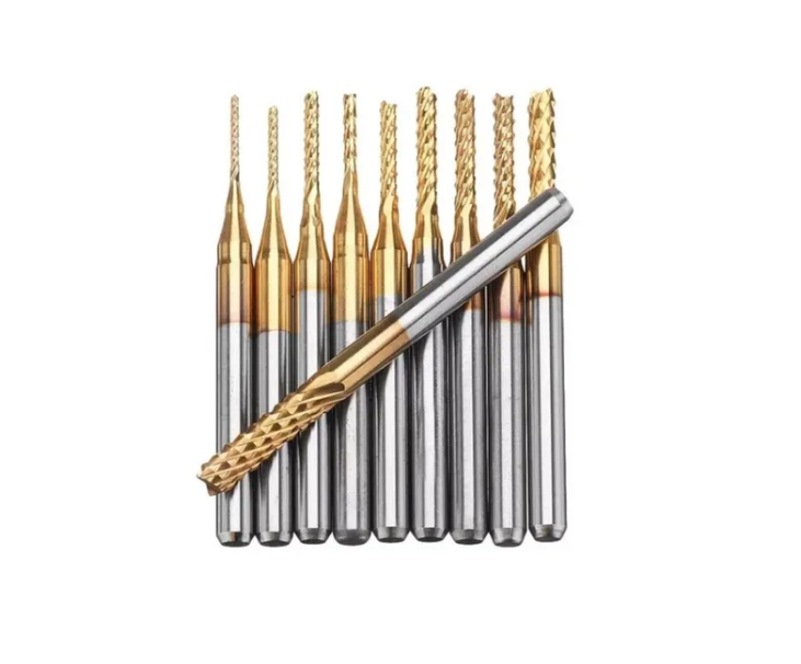 Kit 10 Brocas Molino Recubri Titanio Cnc Dremel 0.8-3.175 Mm