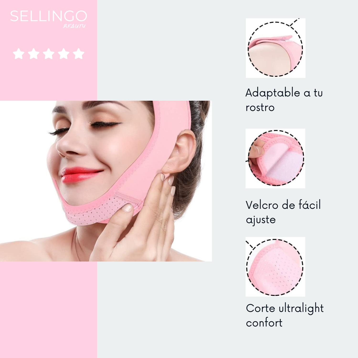 Faja Antiarrugas / Banda Mentonera De Mejilla Papada Cachete Light Modelo II