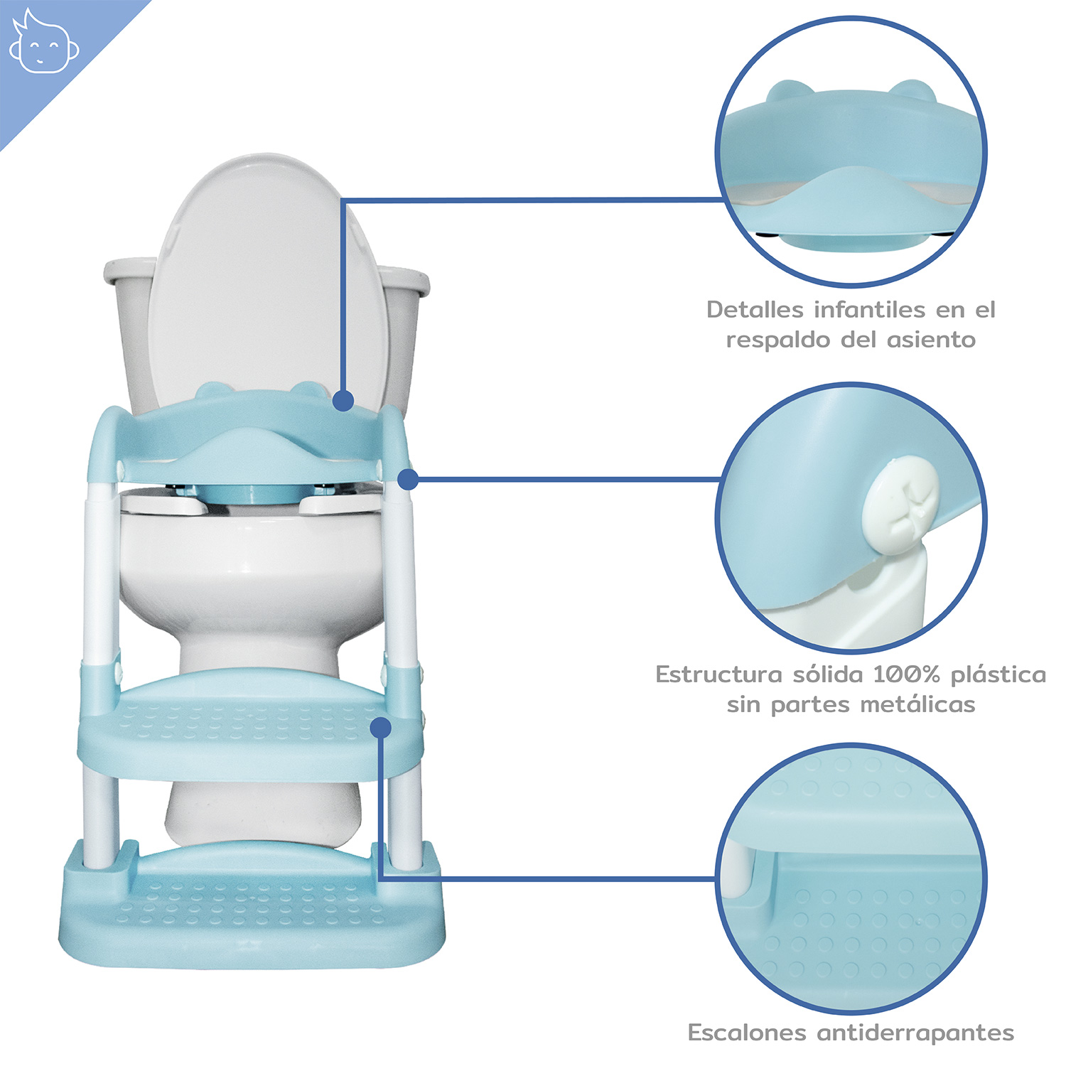 Baño Entrenador Asiento Escalera Inodoro Azul