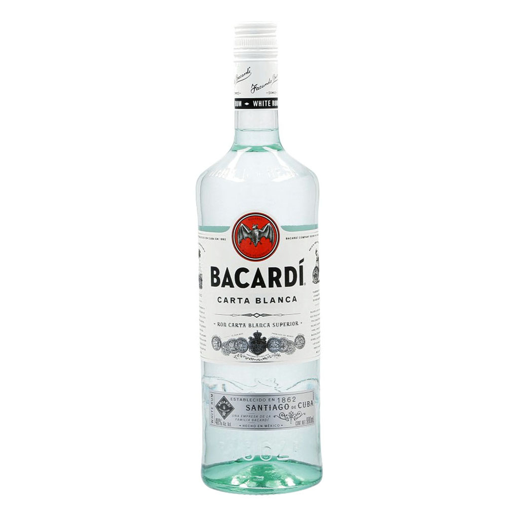 Bacardi ron blanco botella de 980 ml.