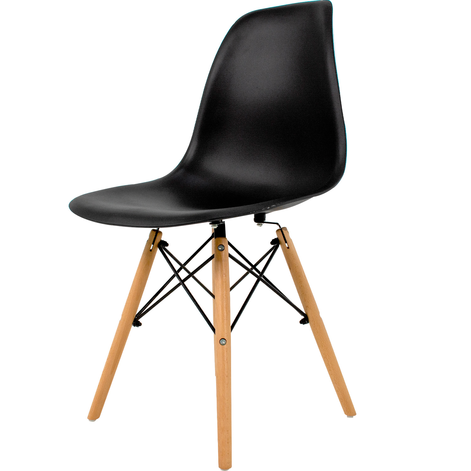 Silla Comedor Estilo Eames Negra Madera Acero Exterior