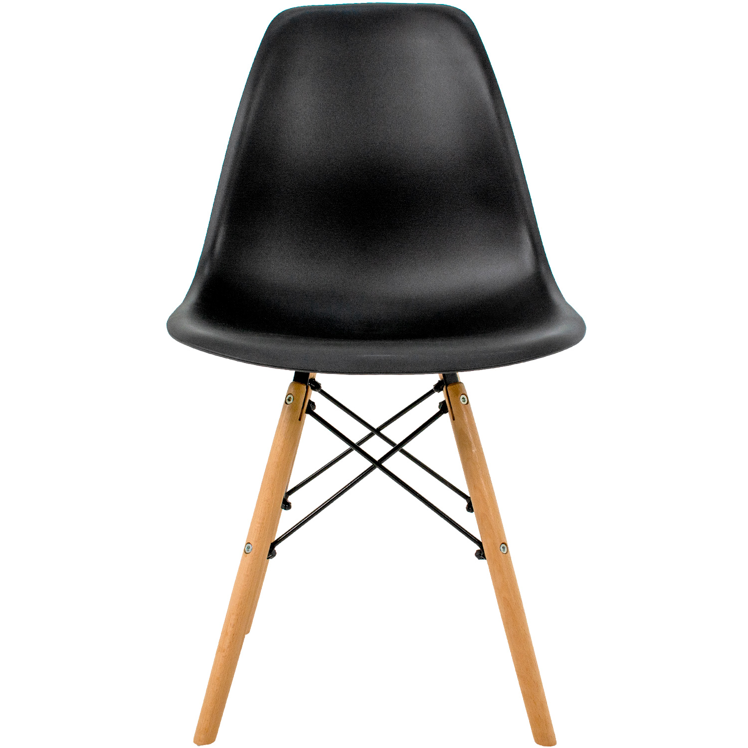 Silla Comedor Estilo Eames Negra Madera Acero Exterior