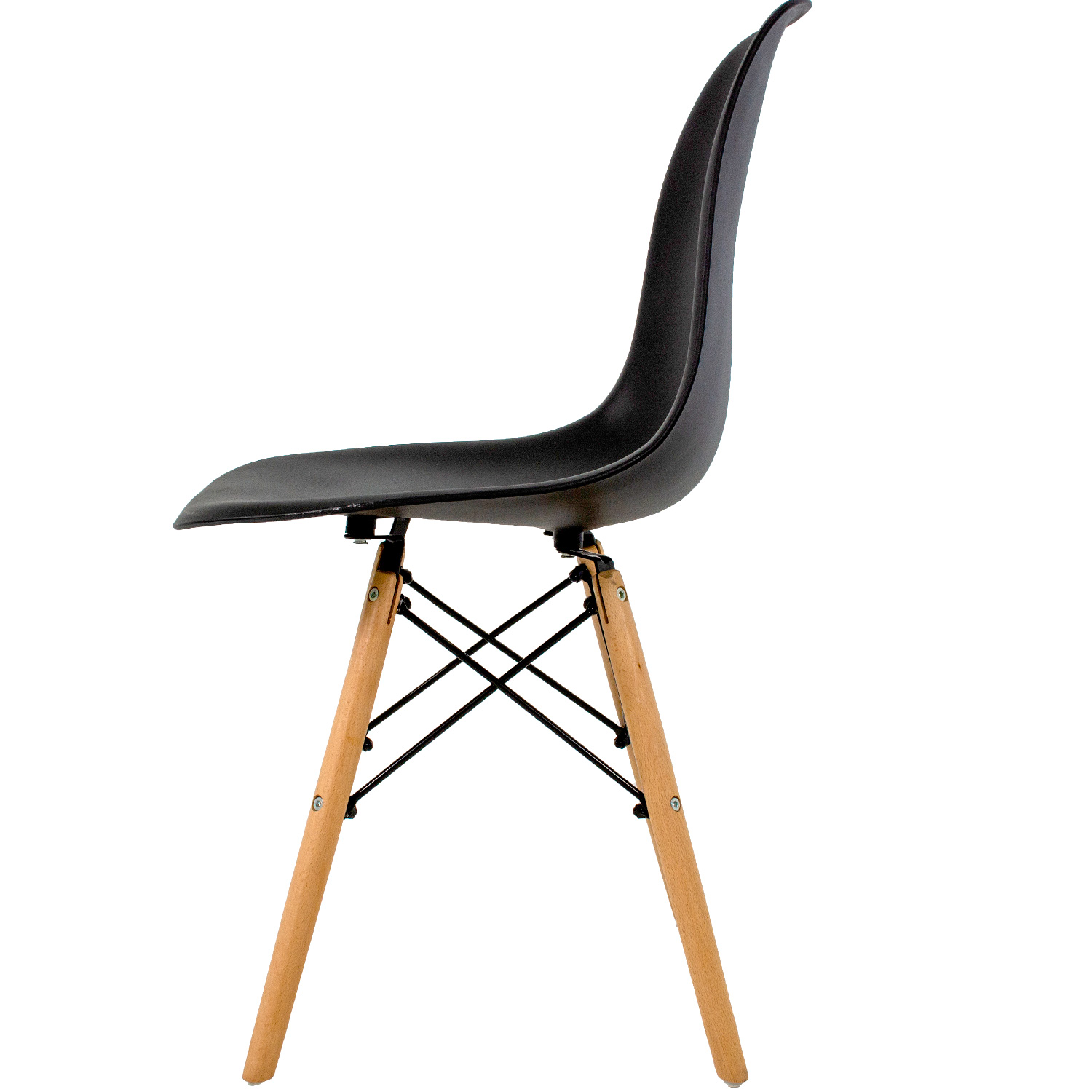 Silla Comedor Estilo Eames Negra Madera Acero Exterior