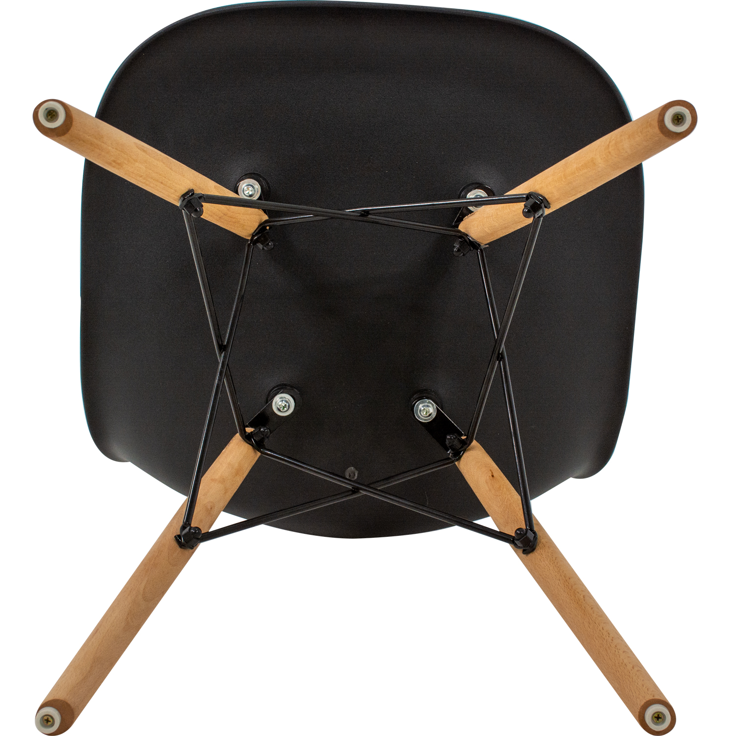 Silla Comedor Estilo Eames Negra Madera Acero Exterior