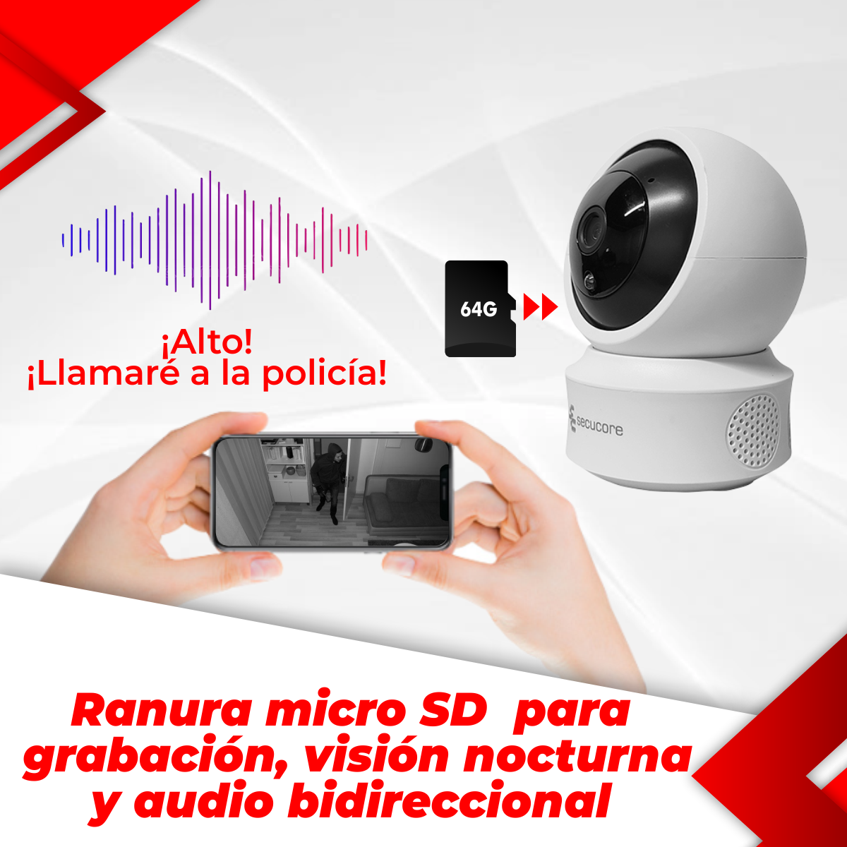 Cámara Ip Wifi Pt Hd 1080p 2 Megapixeles Compatible Secuweb