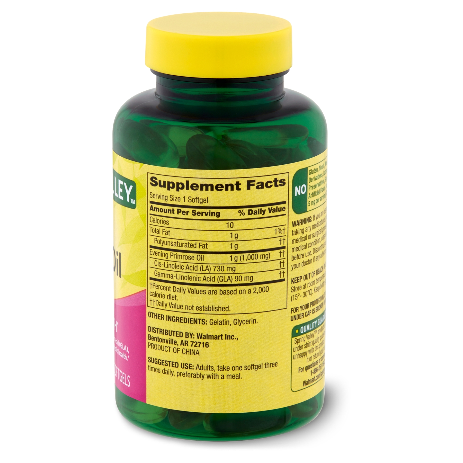 Vitaminas Metabolismo Piel Evening Primrose Oil 1000mg SpringValley Producto Importado Salud de La Mujer 