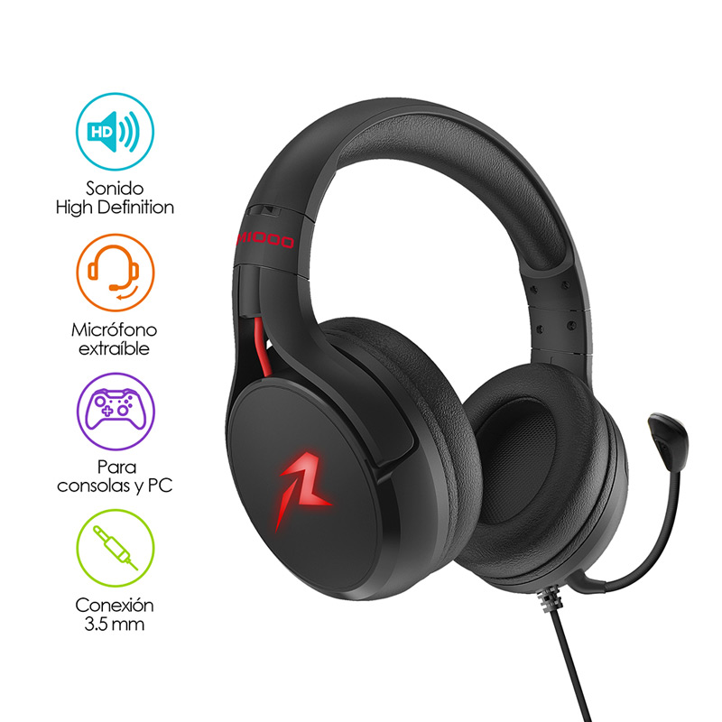 Audífonos Gamer con Micrófono Extraíble y Luz LED M1000 Redlemon