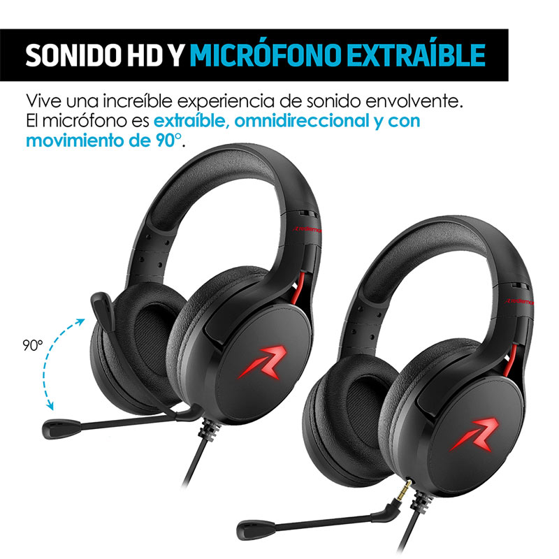 Audífonos Gamer con Micrófono Extraíble y Luz LED M1000 Redlemon