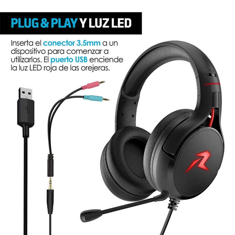 Audífonos Gamer con Micrófono Extraíble y Luz LED M1000 Redlemon