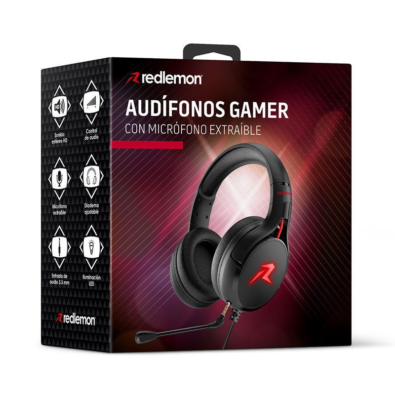 Audífonos Gamer con Micrófono Extraíble y Luz LED M1000 Redlemon