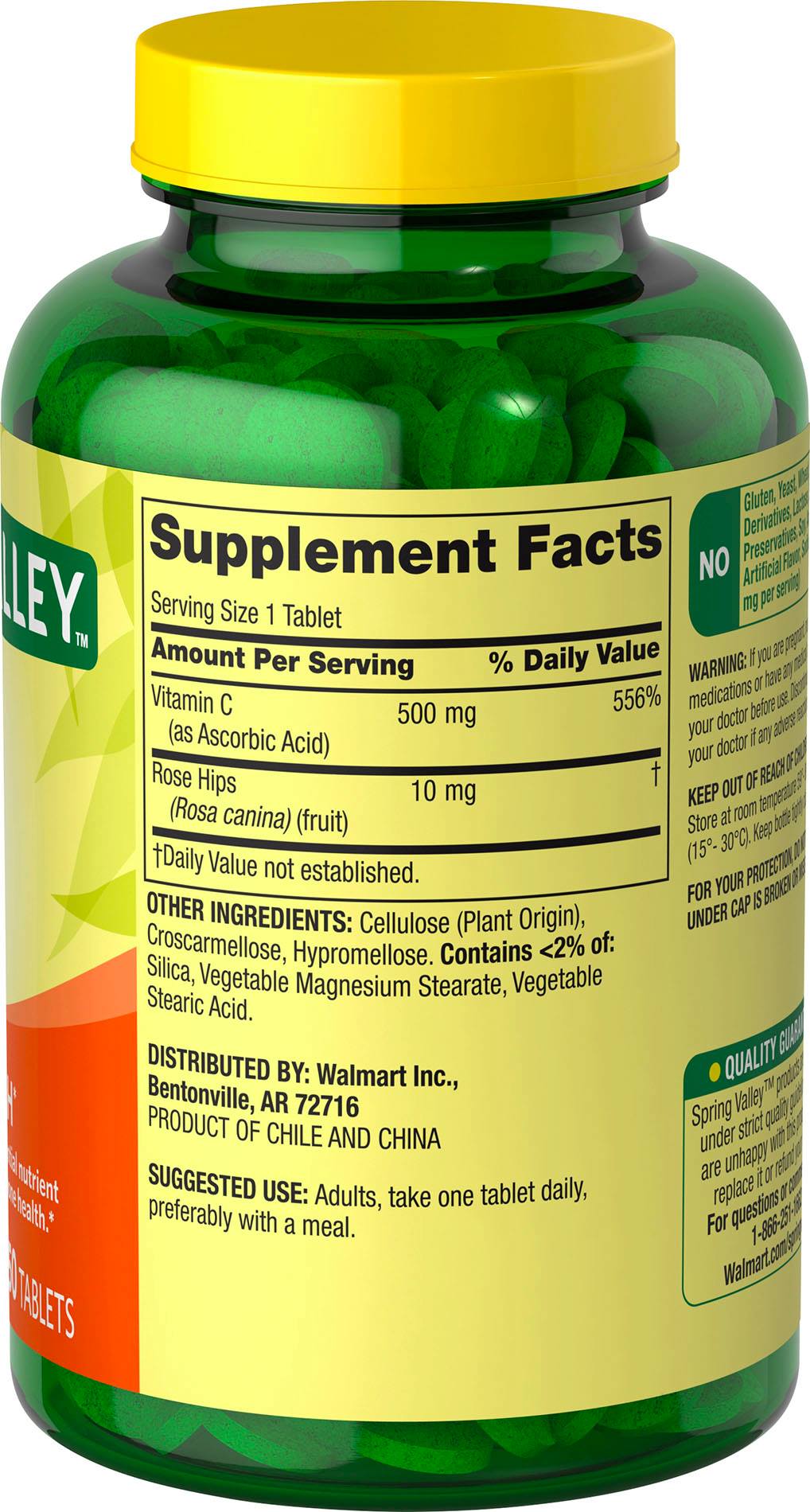 Vitaminas C+Rosa Mosqueta Sistema Inmune SpringValley Producto Importado antioxidante