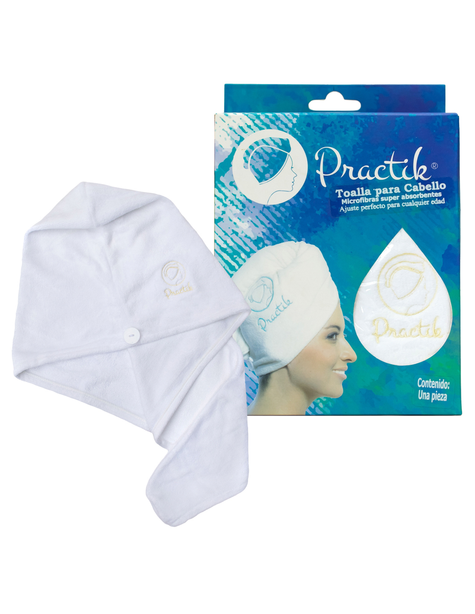 Toalla Turbante Para Pelo Ajustable Practik Blanco