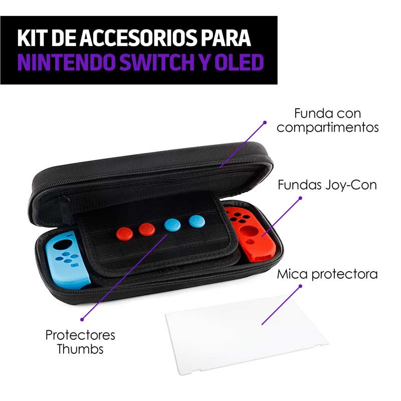 Funda para Nintendo Switch con Mica y 4 Accesorios Redlemon