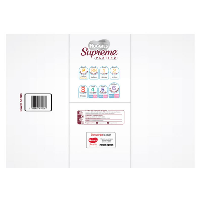 Pañales Etapa 6 Unisex Huggies Supreme Platino 65784 CST