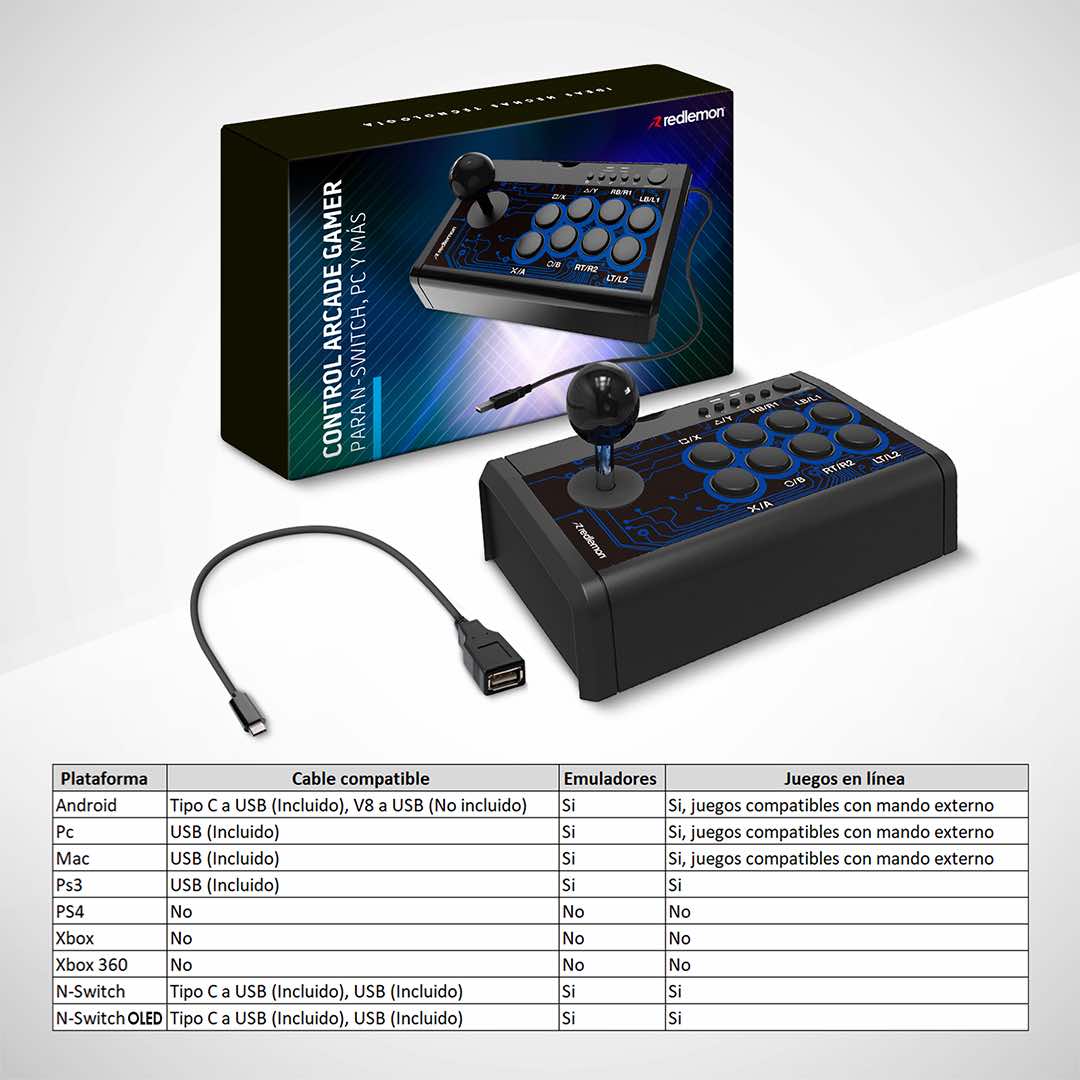 Control para Nintendo Switch tipo Arcade Gamer Redlemon