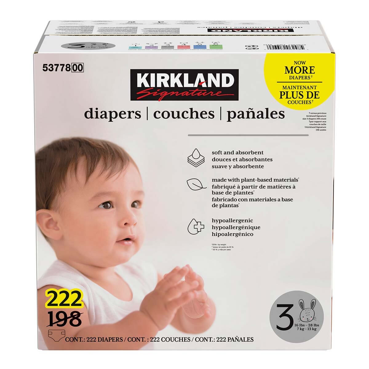 Pañales Etapa 3 Unisex 222 Pz Kirkland Signature 1481672 CST