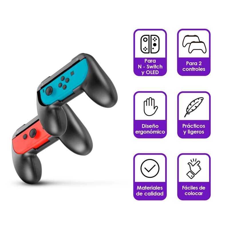 Controles para Nintendo Switch tipo Handle Grip 2 Pzas Redlemon