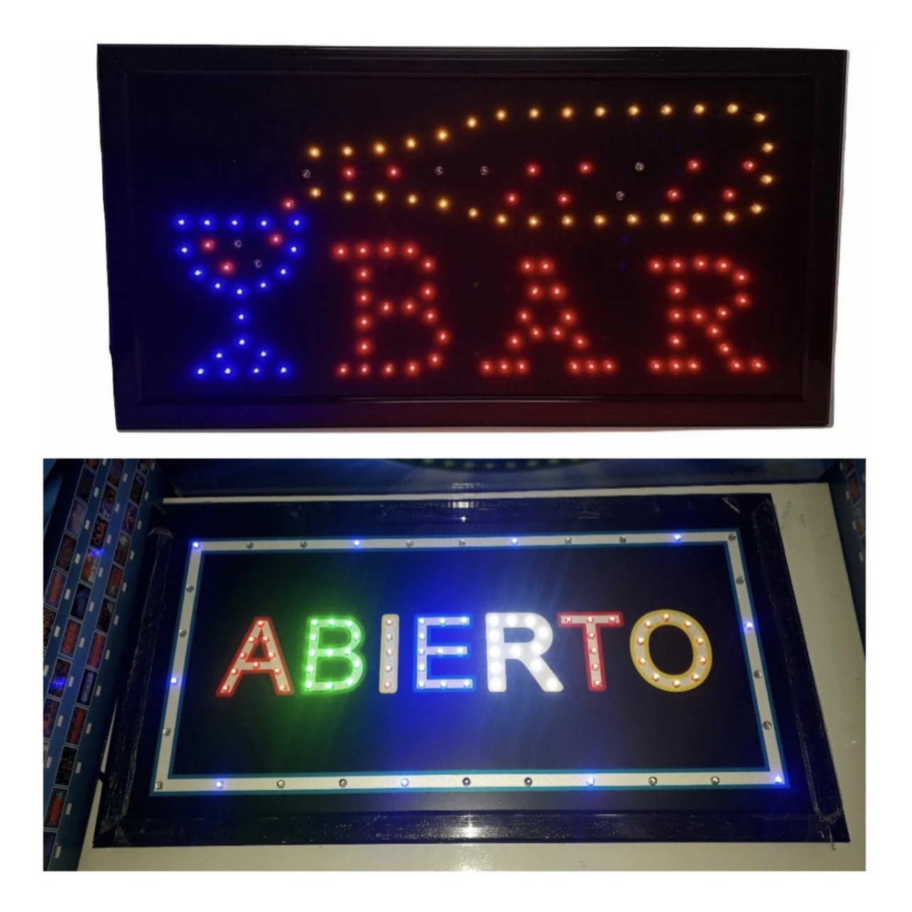 Letrero abierto y letrero bar 25cm x 48cm