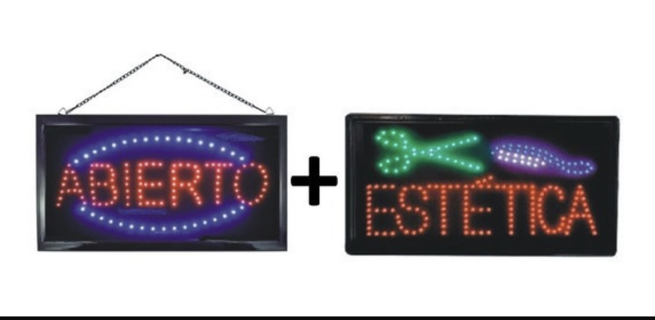 Letrero Led Abierto + Estética De 48cm X 25cm