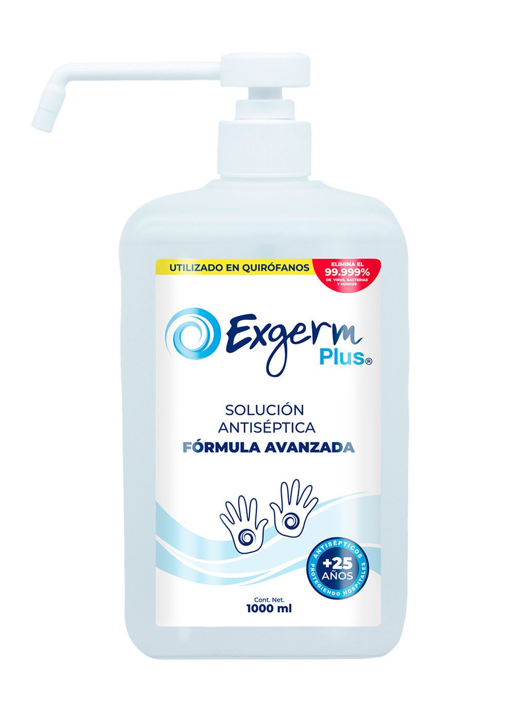Desinfectante Antibacterial Antiséptico Manos Con Clorhexidina Exgerm Plus 1,000 ml Cuadrado