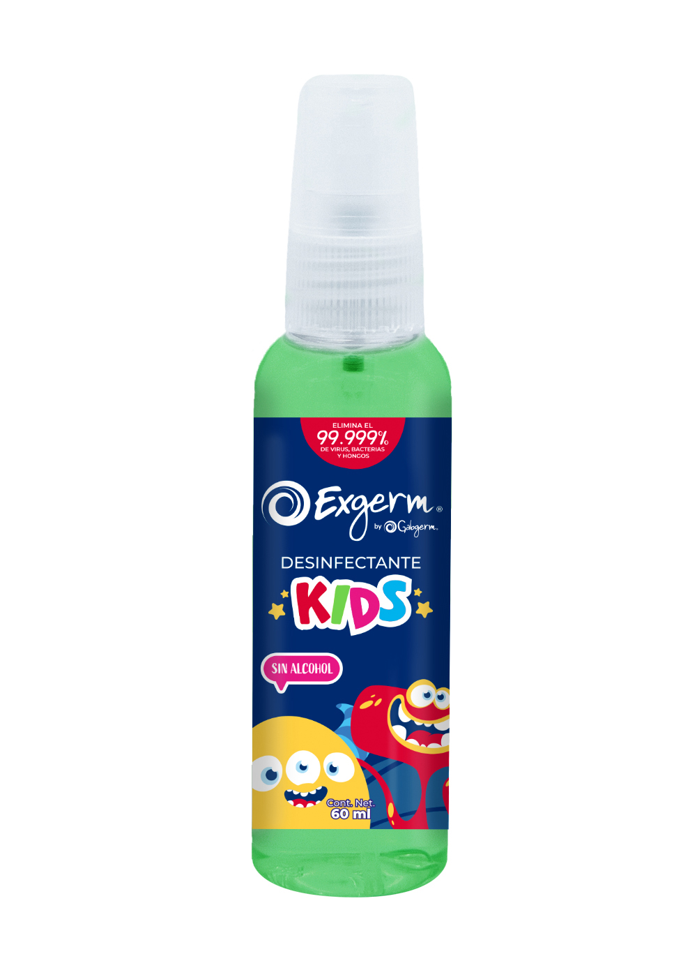 Desinfectante Antibacterial Sin Alcohol Niños Aroma Melón-Sandía Exgerm 60 ml