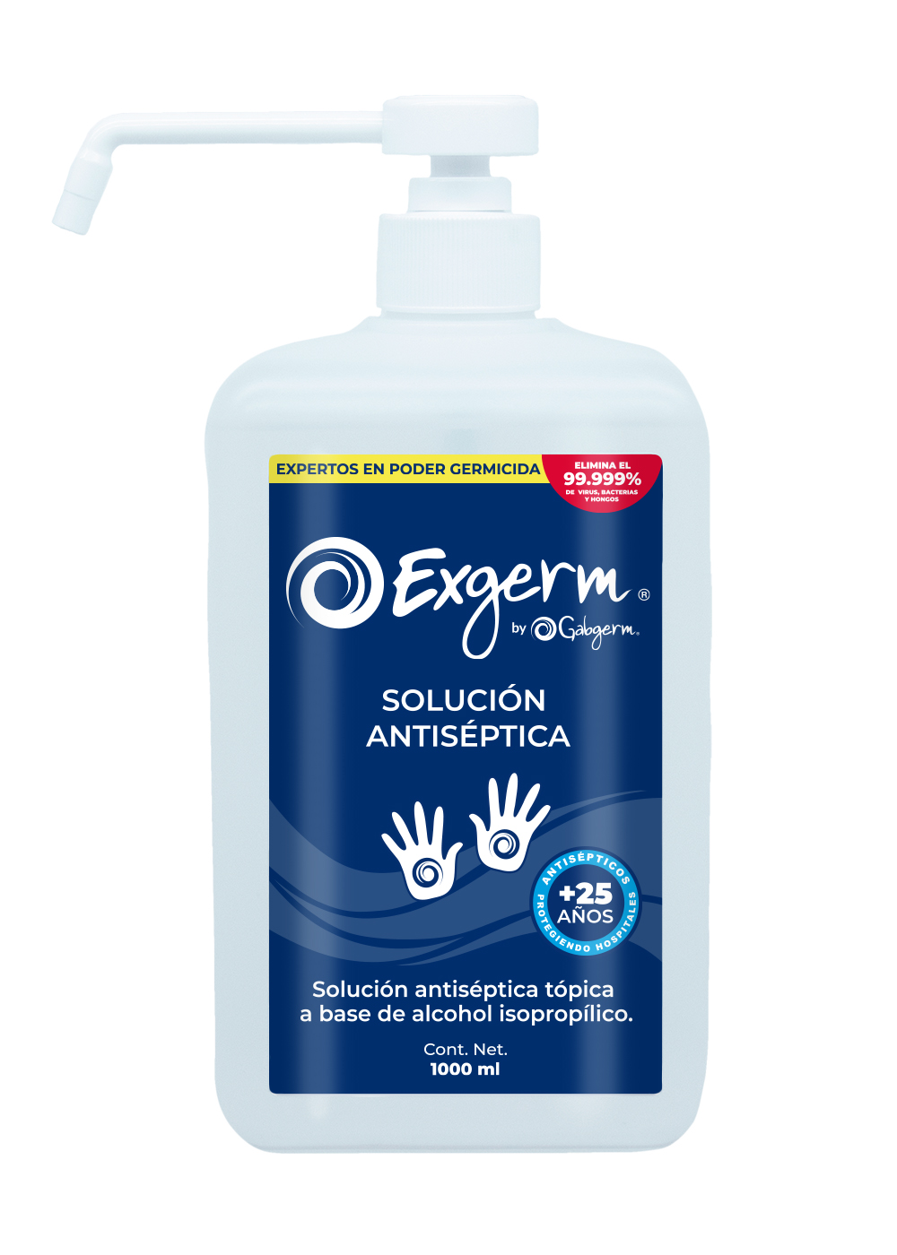 Desinfectante Antibacterial Antiséptico Manos Con Alcohol Exgerm 1,000 ml Cuadrado