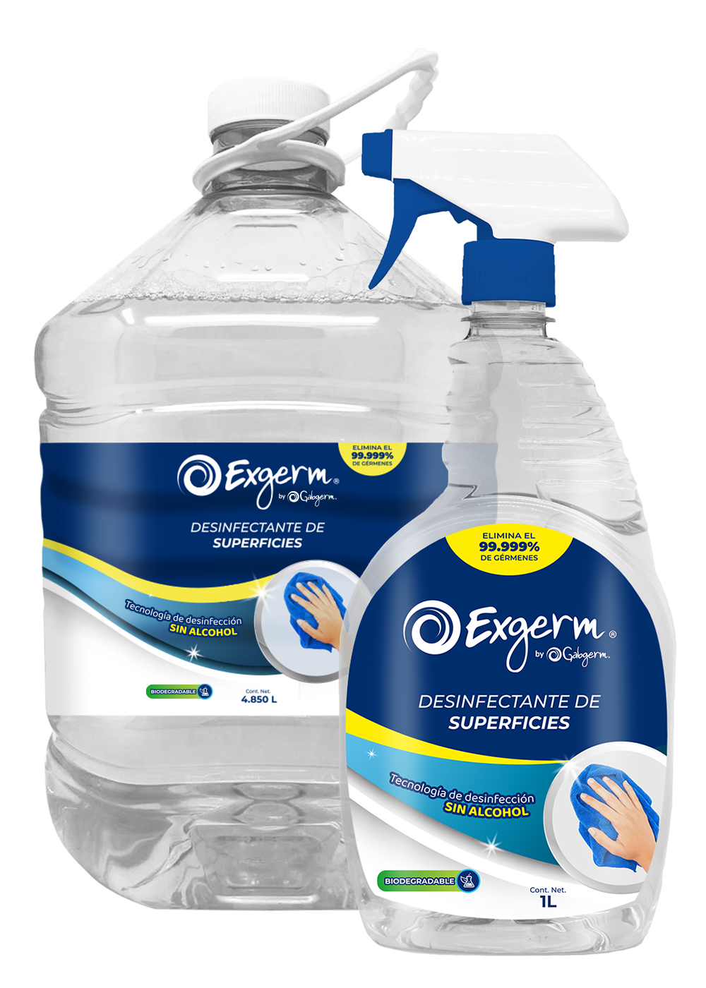 Desinfectante Superficies Sin Alcohol Exgerm 4,850 ml + 1,000 ml c/Atomizador