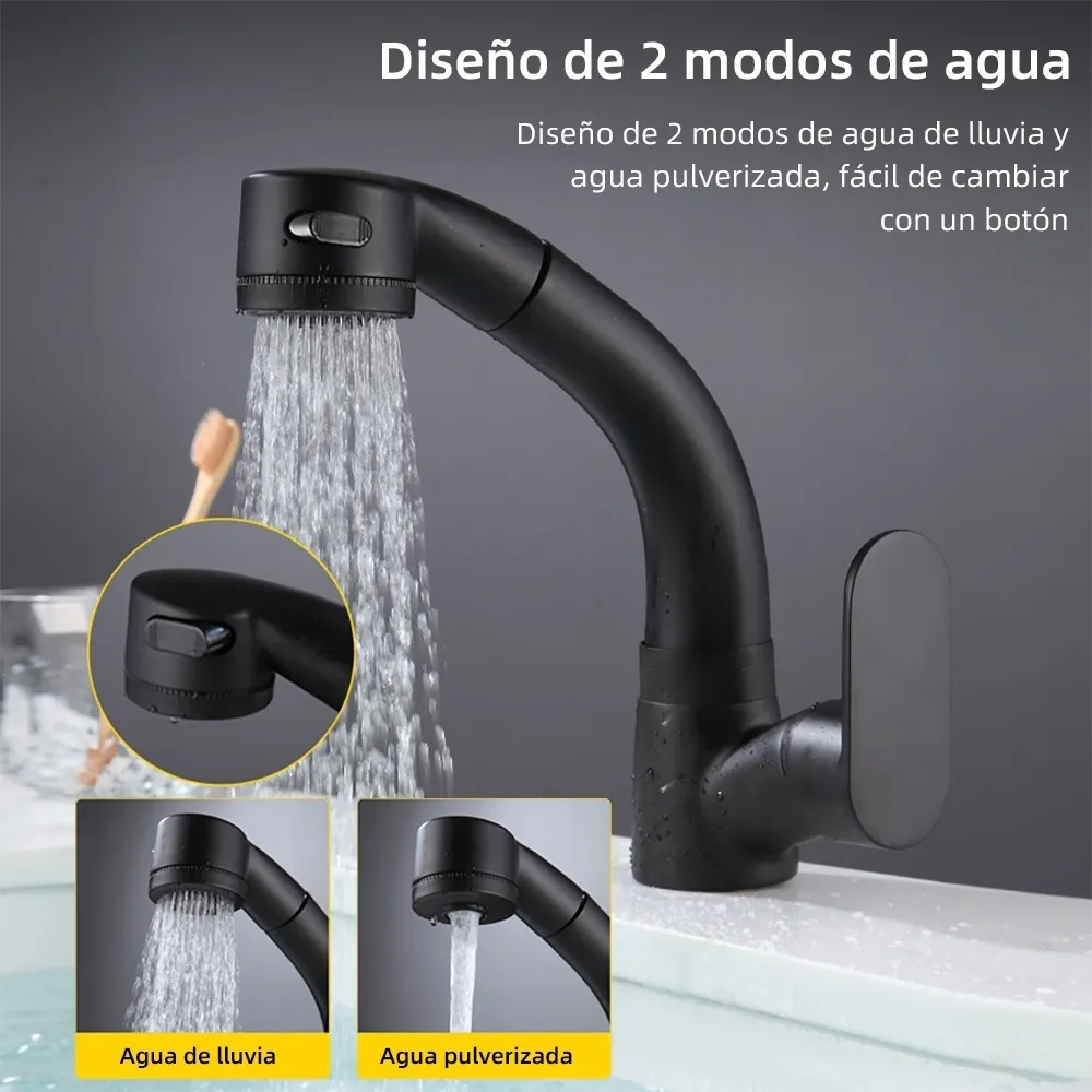 Llave Mezcladora Baño Lavabo Extracción 2 modos Agua