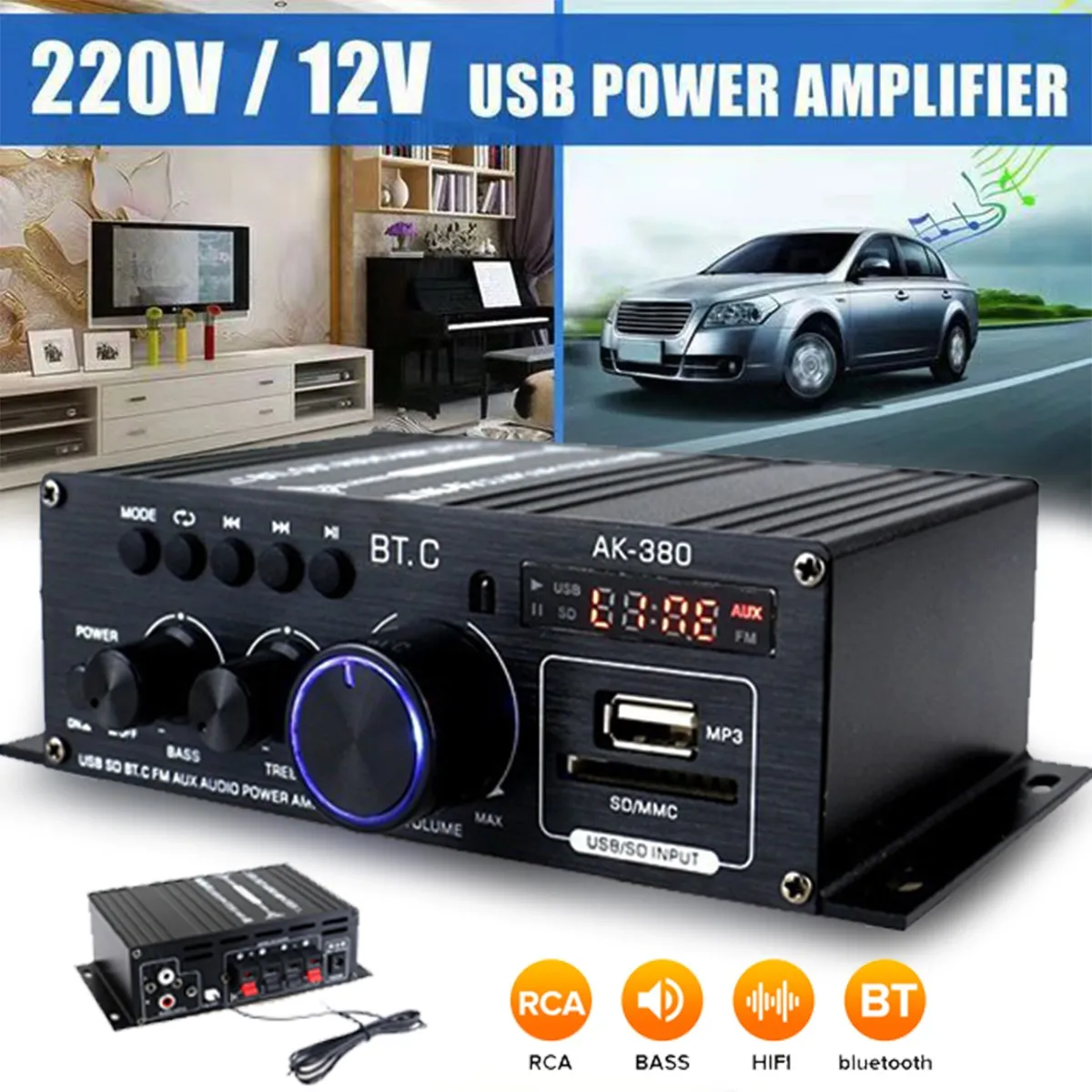 Amplificador De Potencia Bluetooth Para El Hogar