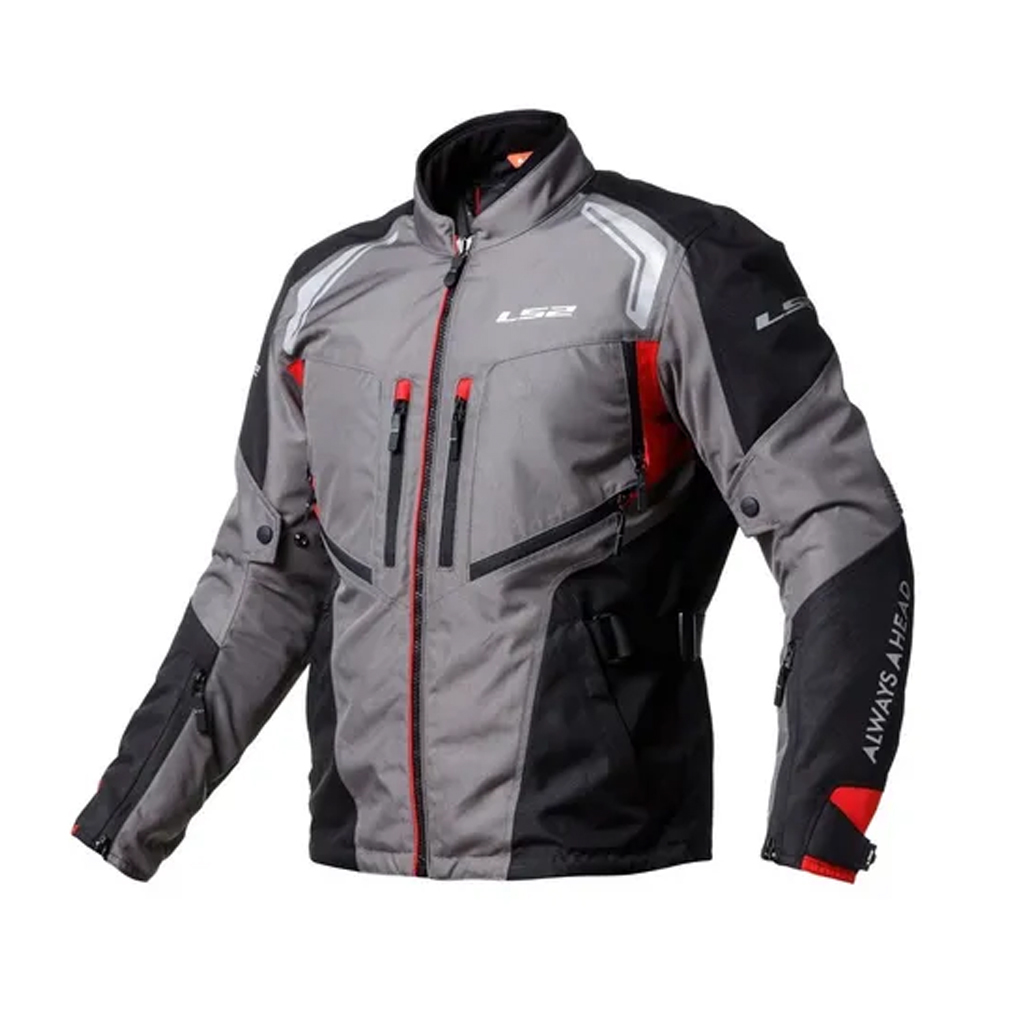 CHAMARRA LS2 GALLANT NEGRO/GRIS PARA MOTO VIAJERA CON PROTECCIONES