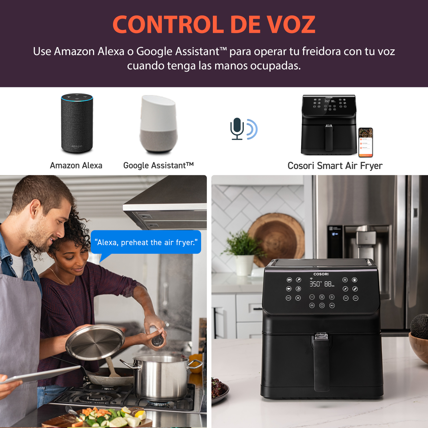Freidora de Aire Smart Wifi Cosori 5.5L Horno eléctrico 12 funciones