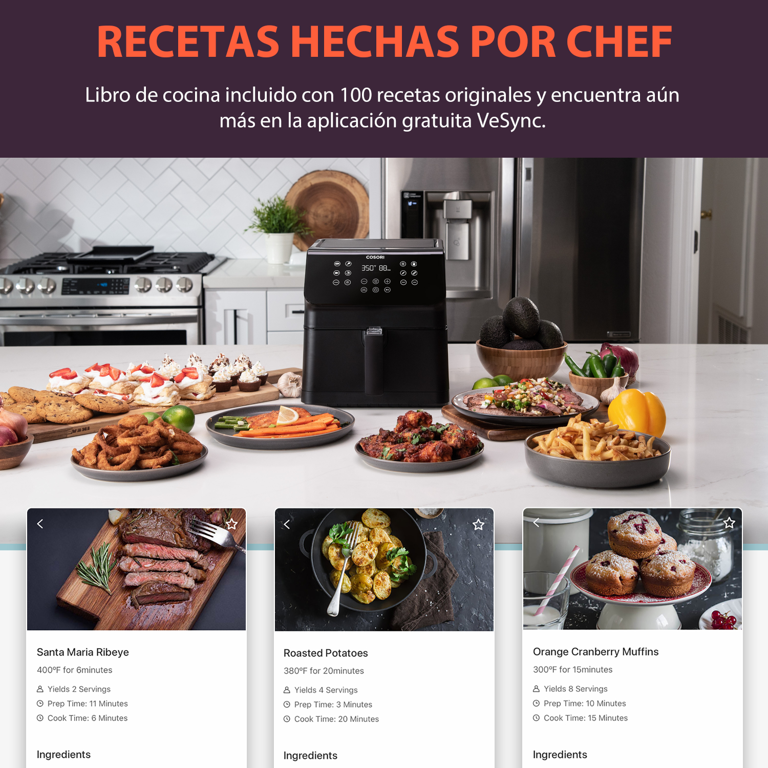 Freidora de Aire Smart Wifi Cosori 5.5L Horno eléctrico 12 funciones