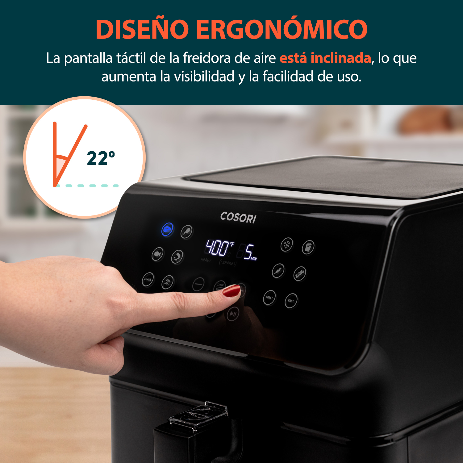 Freidora de Aire Smart Wifi Cosori 5.5L Horno eléctrico 12 funciones
