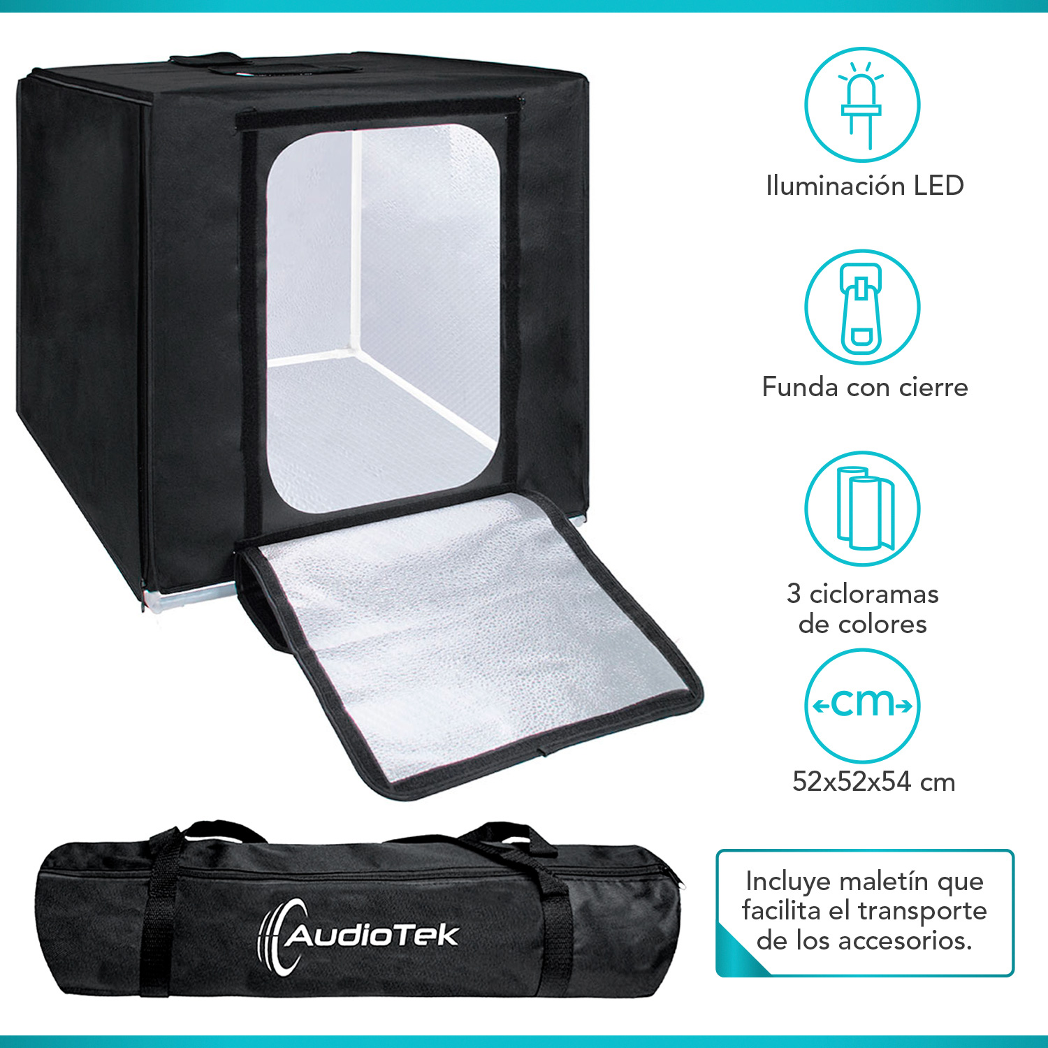 Caja de Luz para Fotografia Profesional Portatil 50x50 Led 