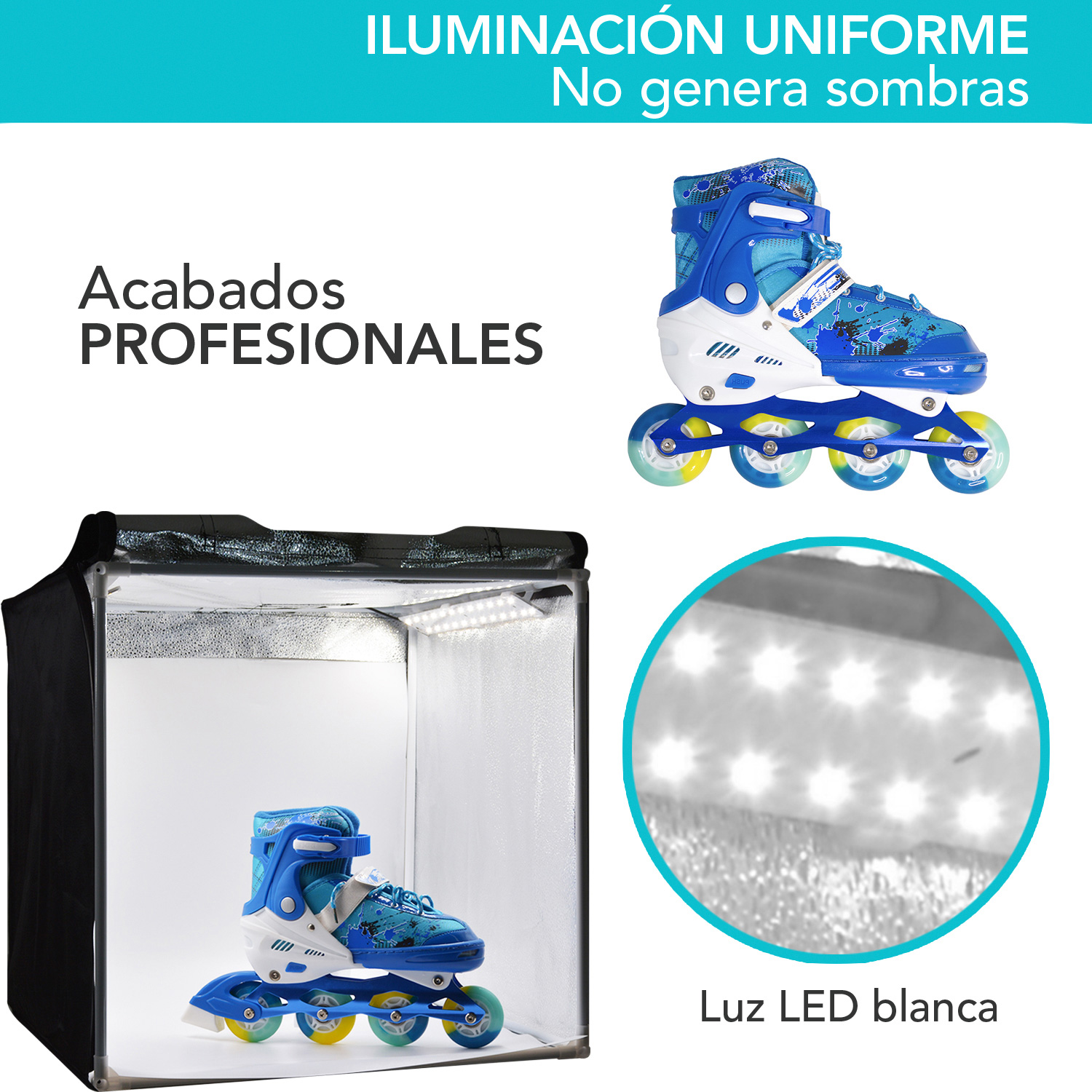 Caja de Luz para Fotografia Profesional Portatil 50x50 Led 