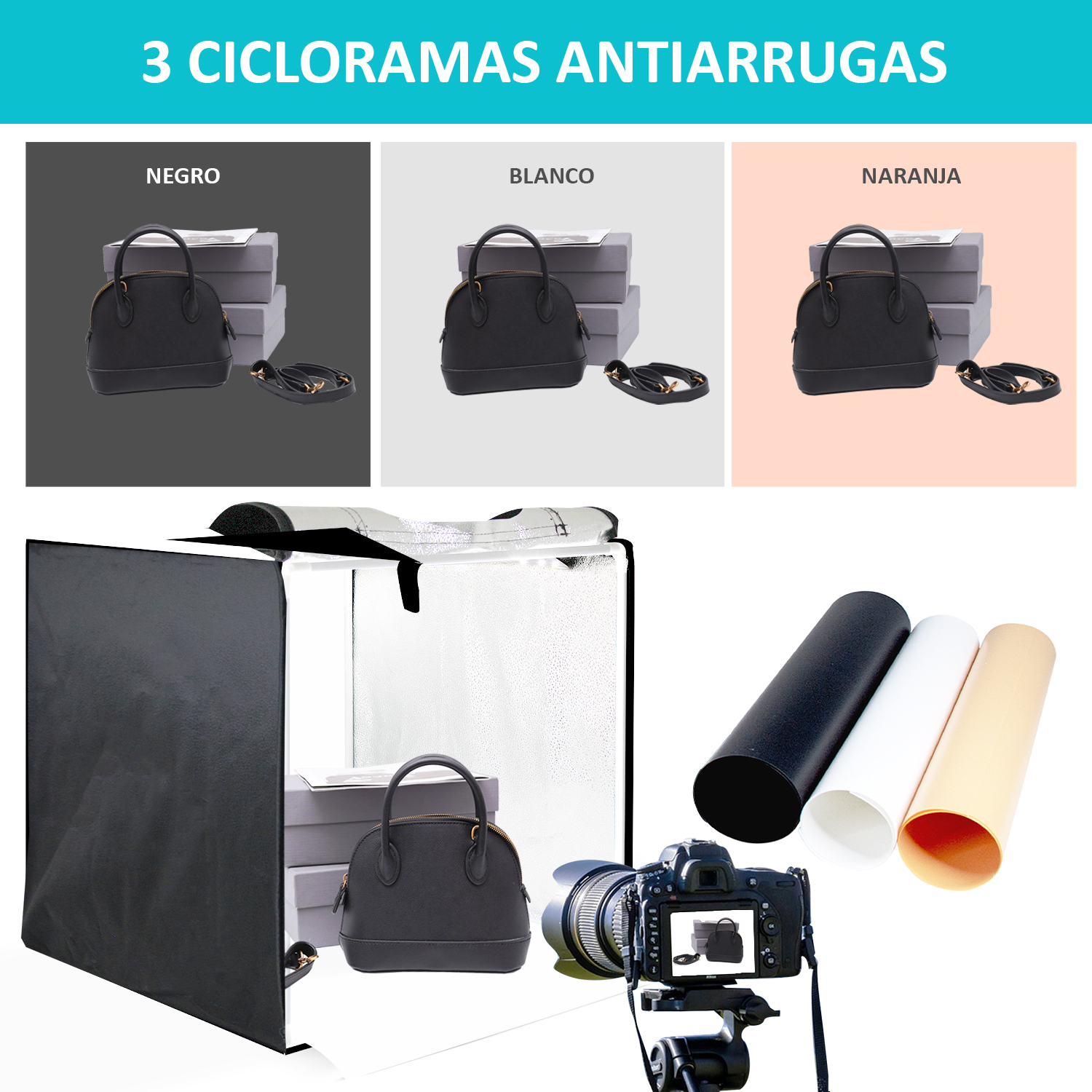 Caja de Luz para Fotografia Profesional Portatil 50x50 Led 