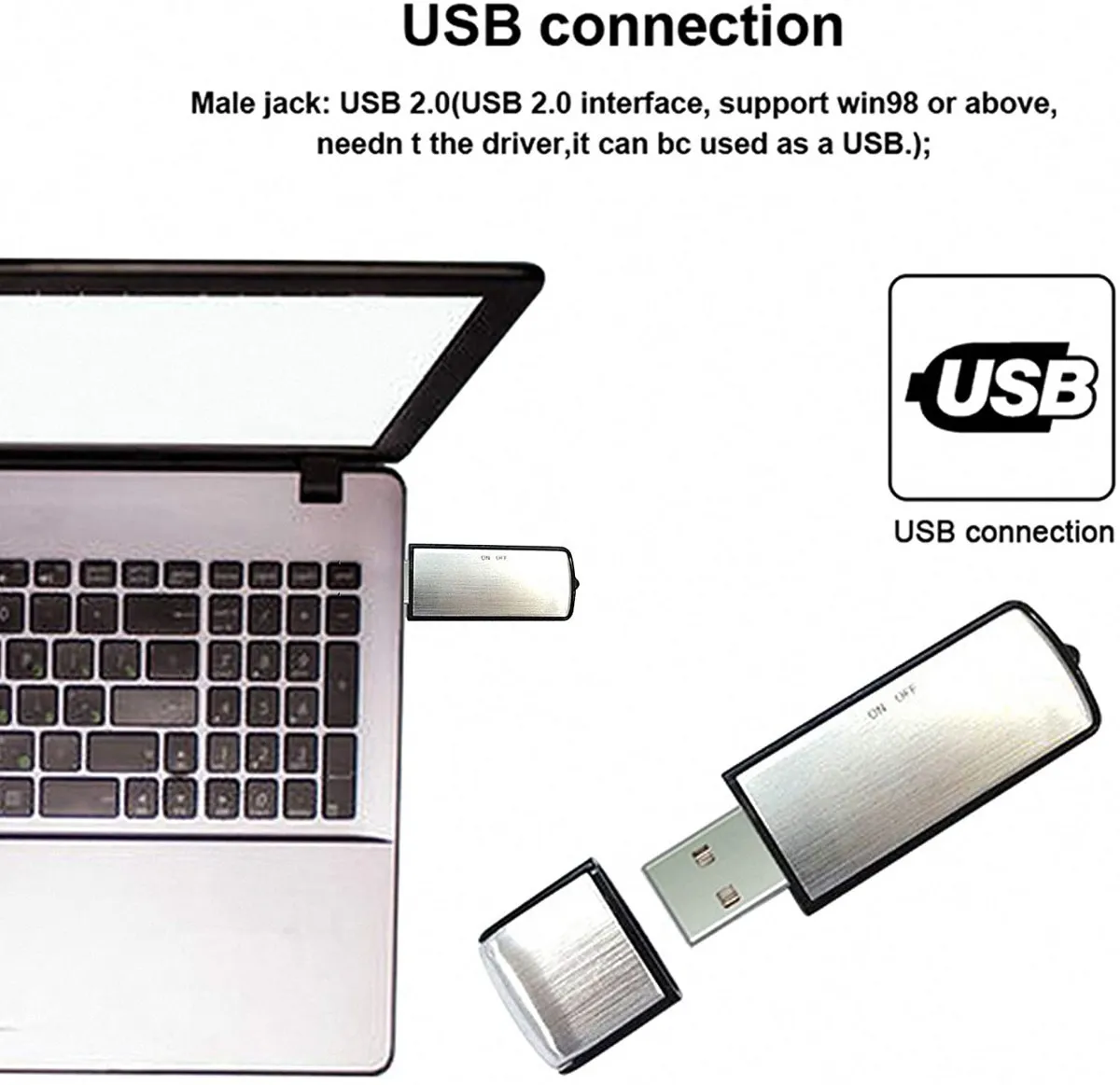 Mini Grabadora De Voz Espía Con Micrófono/usb 16gb 19horas