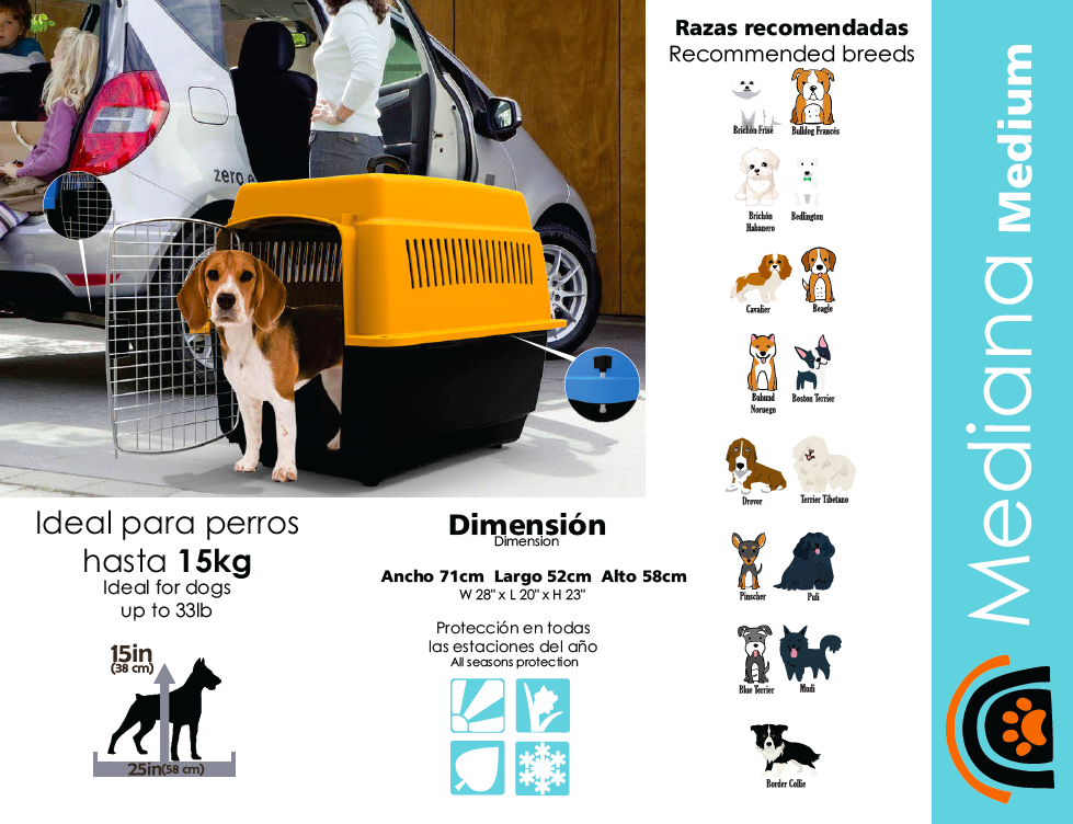 Transportadora Mediana Kennel Para Perros Y Gatos