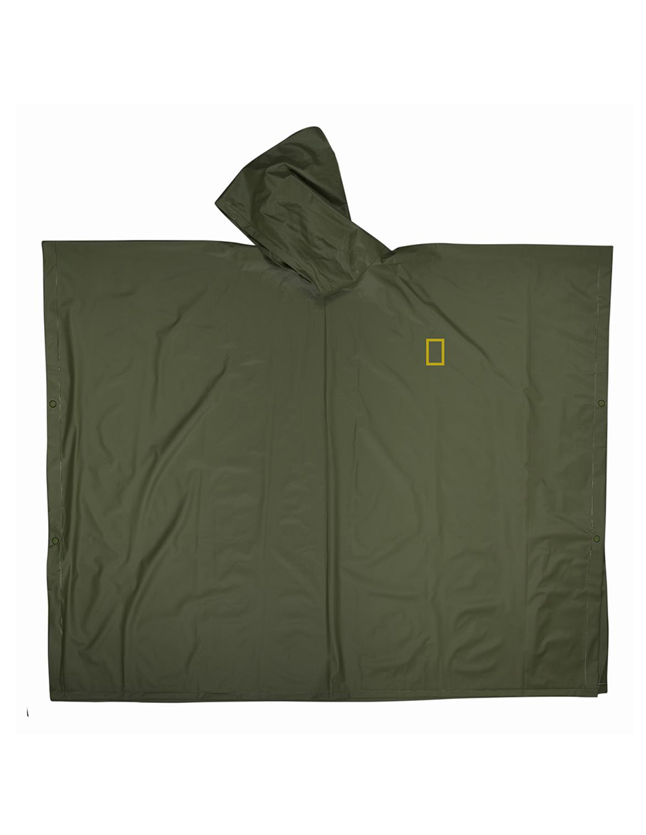 Mochila Bluelake 25lt, 1 poncho verde impermeable NatGeo y luz quimica de emergencia