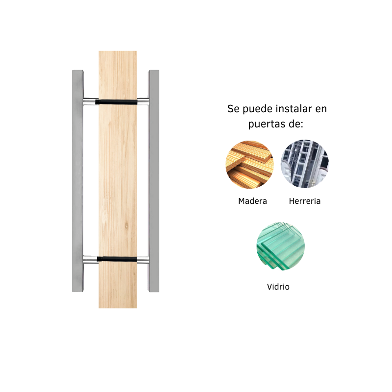 Jaladera Tipo H Cuadrada De 90 Cm Acero Inoxidable 