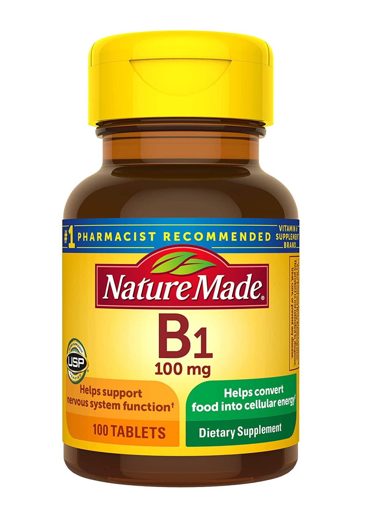 Nature Made Vitamina B1 100 tabletas Sin gluten 1.45 Onzas