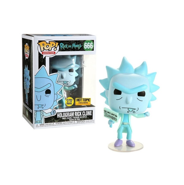 Funko Pop Figura Rick And Morty Hologram Rick Clone 666 Glows Hot Topic 